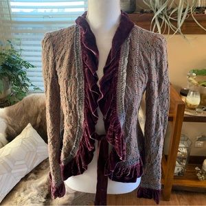 Free people lace and velvet romantic boho blazer jacket coat vintage